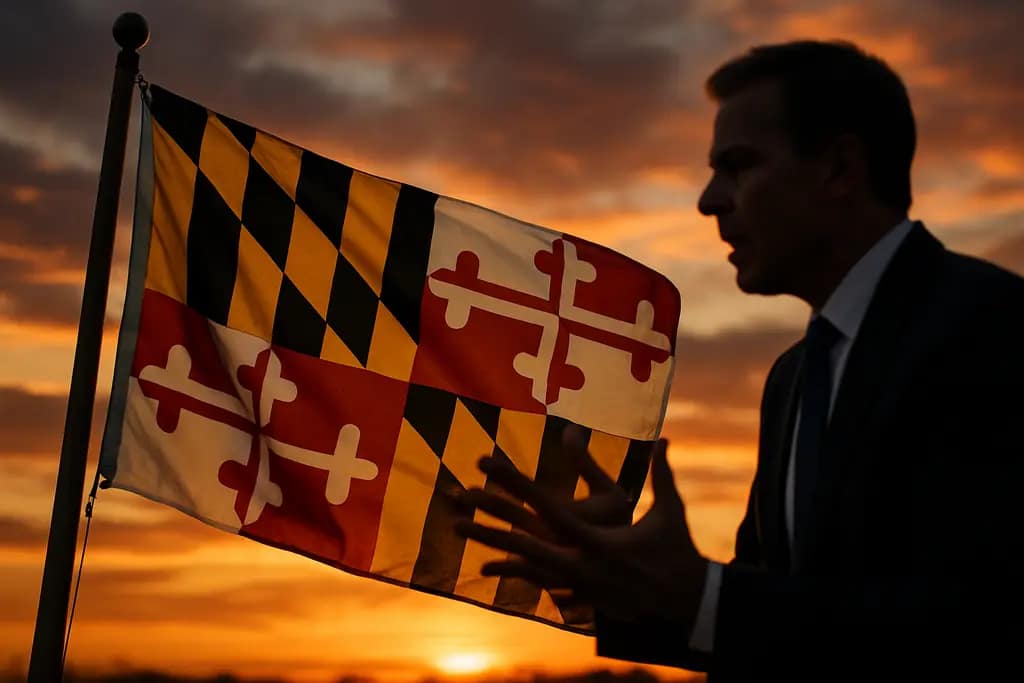Maryland Digital Ad Tax papers on a legal desk with digital campaign notes
