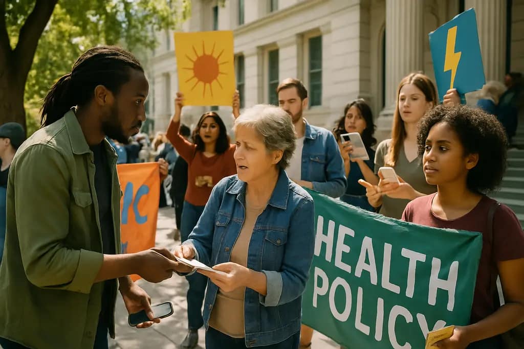 MAHA Energy Policy advocates discussing pollution and health at a public meeting