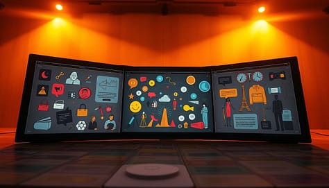 A digital storyboard unfolds, vibrant icons and illustrations in the foreground, representing the key elements of a captivating narrative. In the middle ground, a dynamic interplay of shapes and colors, evoking the emotive power of storytelling. The background, a seamless blend of technology and creativity, sets the stage for a visually engaging digital advocacy experience. Warm, directional lighting casts a sense of depth and dimension, while a cinematic camera angle draws the viewer into the immersive world of digital storytelling.