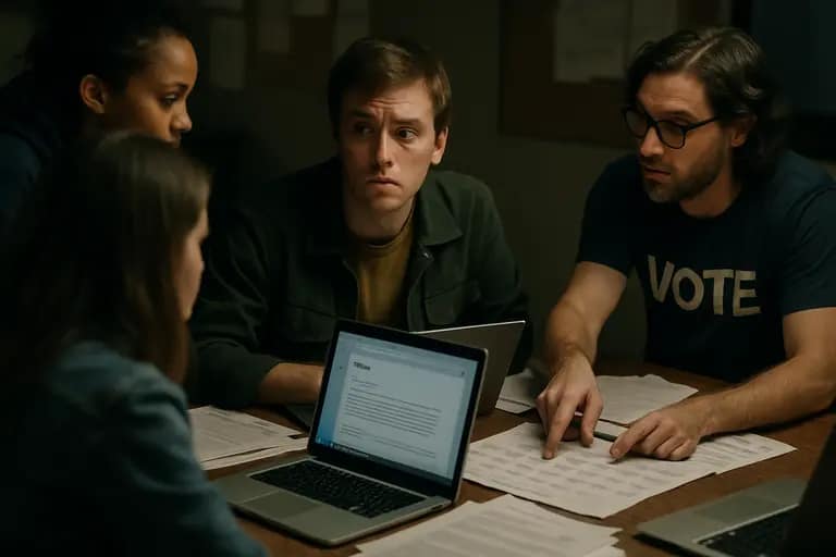 Campaign team checking message approvals before publishing online
